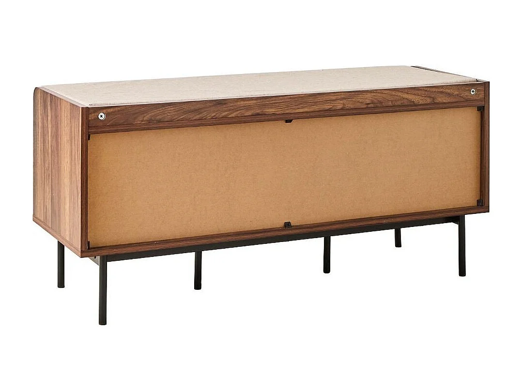 Panchina scarpiera finitura noce 3 vani 1 anta con frontale in tessuto L100 cm - JETSON