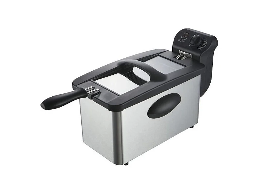 Friteuse 3L CONTINENTAL EDISON Inox 2000W - Thermostat Réglable - Éléments Amovibles - Capacité 600g