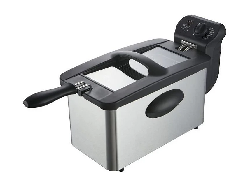 Friteuse 3L CONTINENTAL EDISON Inox 2000W - Thermostat Réglable - Éléments Amovibles - Capacité 600g