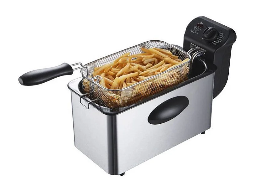 Friteuse 3L CONTINENTAL EDISON Inox 2000W - Thermostat Réglable - Éléments Amovibles - Capacité 600g