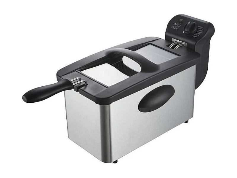 Friteuse 3L CONTINENTAL EDISON Inox 2000W - Thermostat Réglable - Éléments Amovibles - Capacité 600g