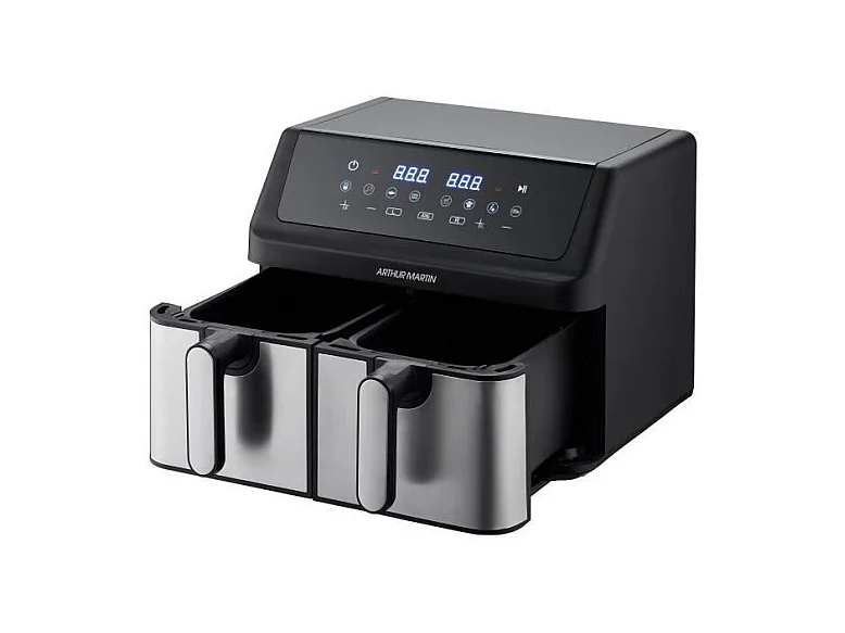 Friteuse sans huile - ARTHUR MARTIN - Airfryer AMPF9 - 2 cuves de 4,5L - 2000W - Affichage LED