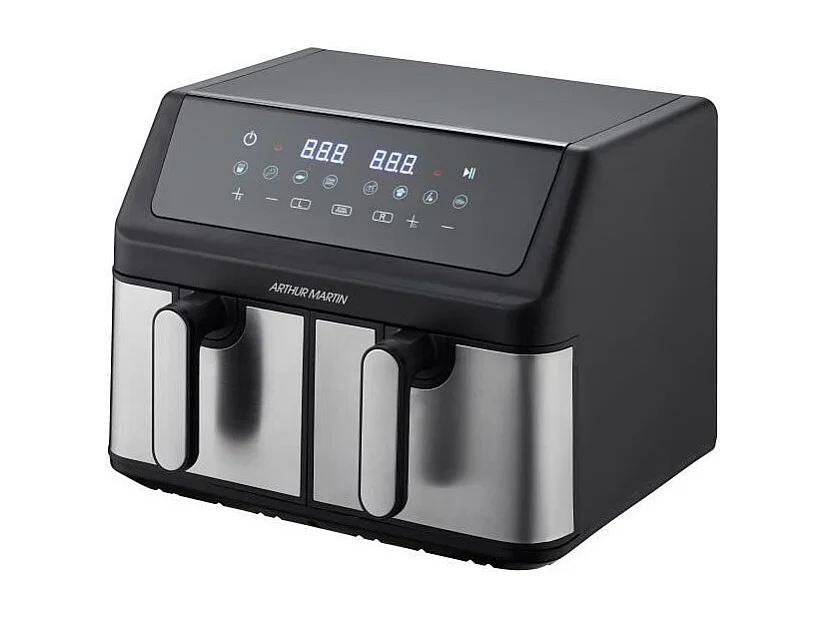Friteuse sans huile - ARTHUR MARTIN - Airfryer AMPF9 - 2 cuves de 4,5L - 2000W - Affichage LED