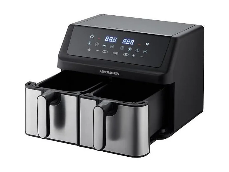 Friteuse sans huile - ARTHUR MARTIN - Airfryer AMPF9 - 2 cuves de 4,5L - 2000W - Affichage LED