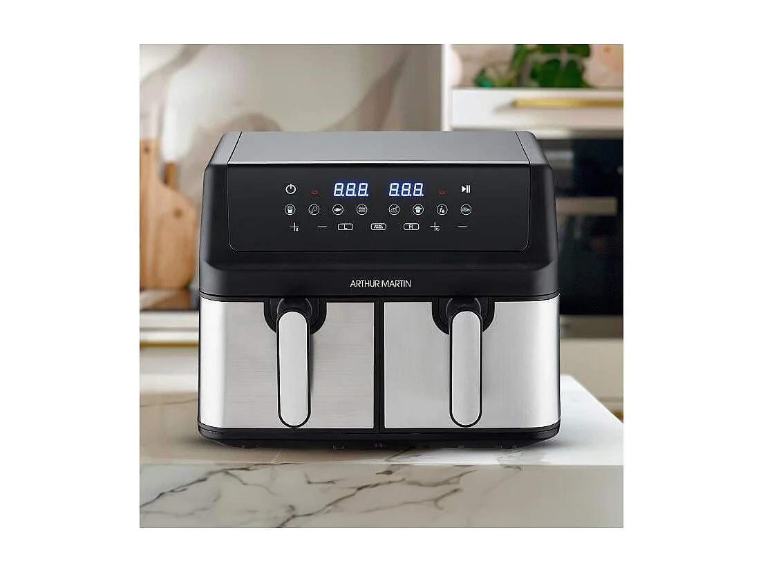 Friteuse sans huile - ARTHUR MARTIN - Airfryer AMPF9 - 2 cuves de 4,5L - 2000W - Affichage LED