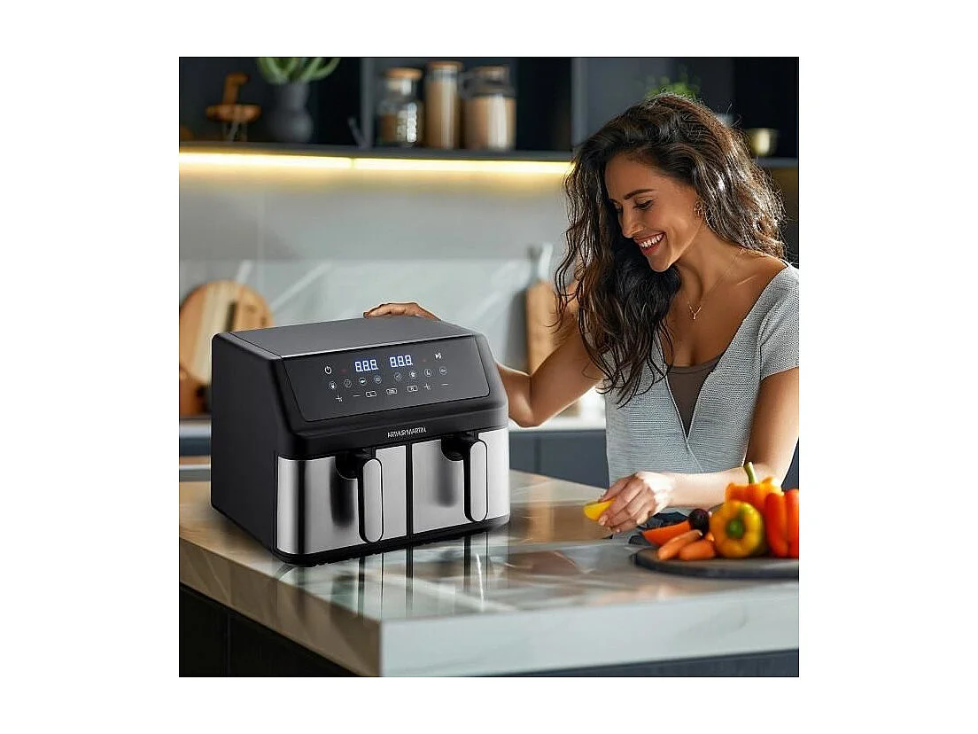 Friteuse sans huile - ARTHUR MARTIN - Airfryer AMPF9 - 2 cuves de 4,5L - 2000W - Affichage LED