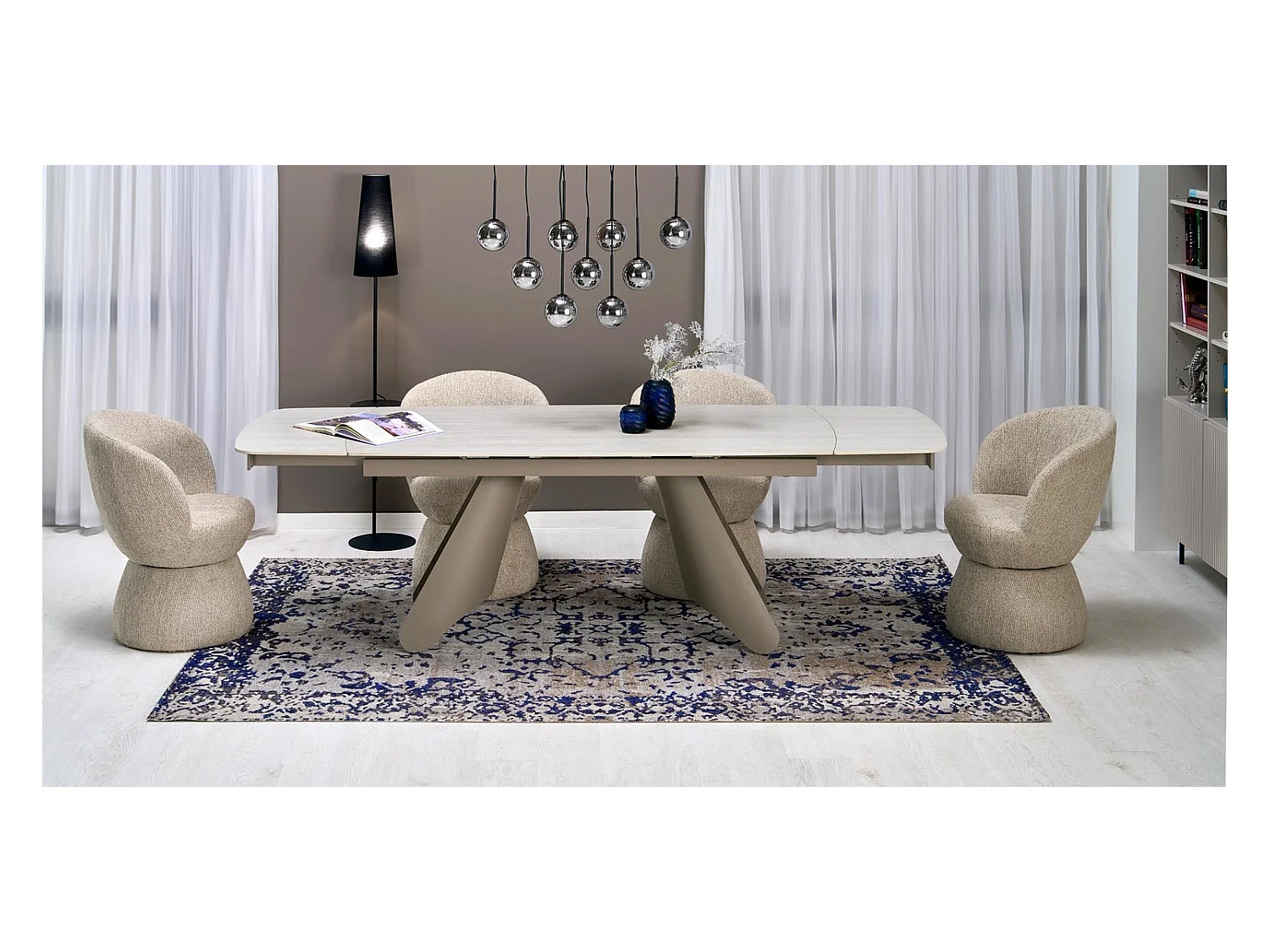 Table à manger Salix/extensible/métal fritté/beige-cachemire