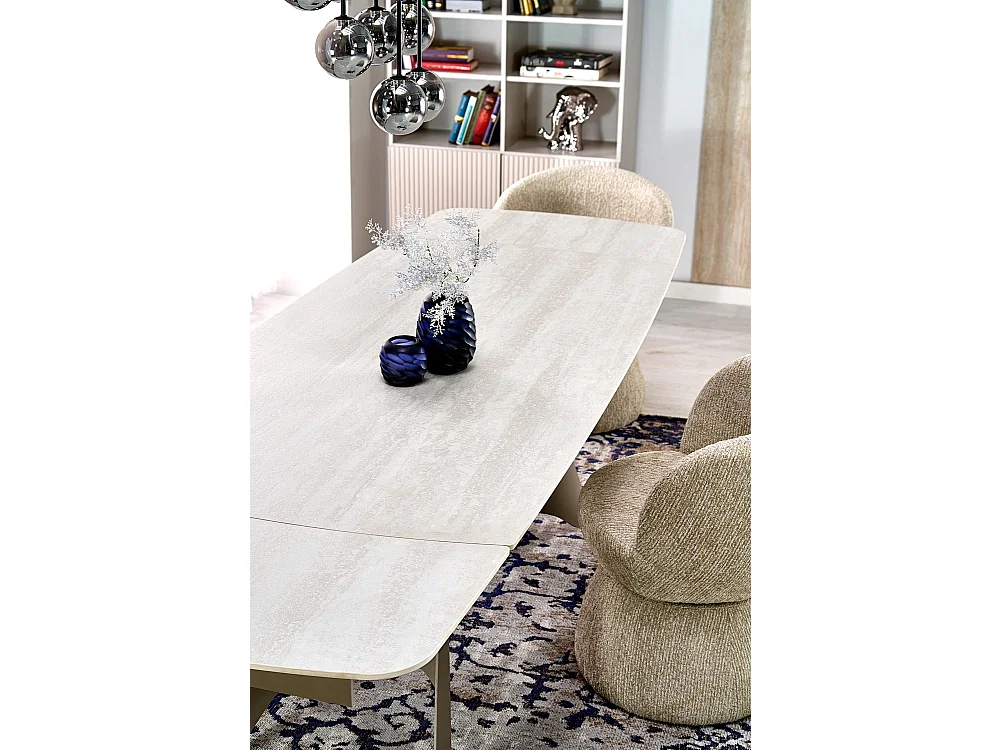 Table à manger Salix/extensible/métal fritté/beige-cachemire