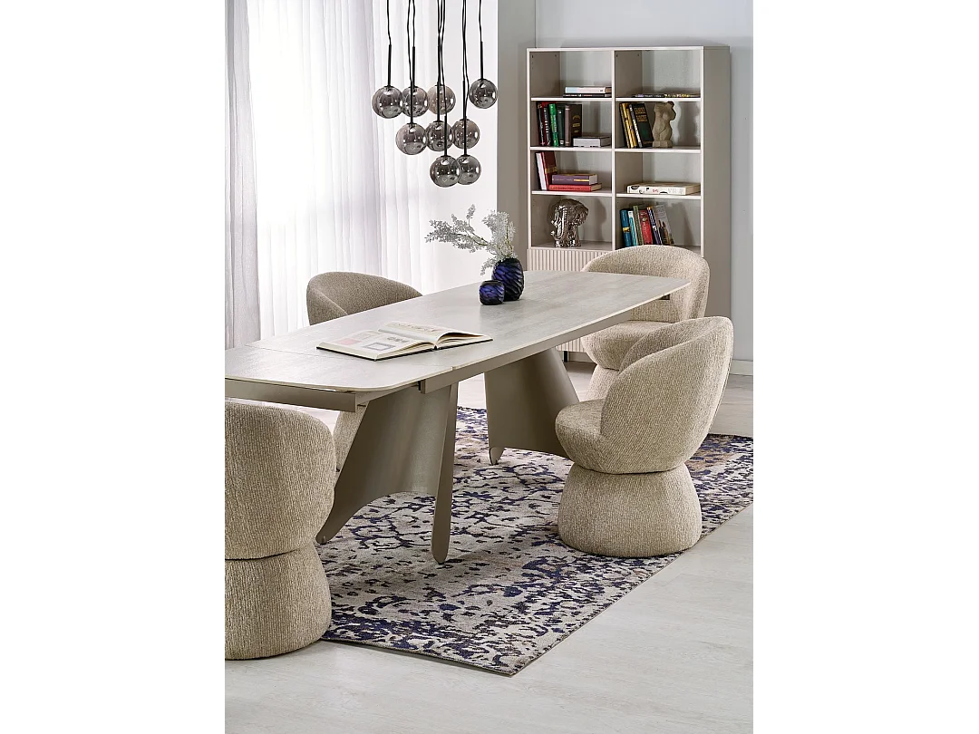 Table à manger Salix/extensible/métal fritté/beige-cachemire