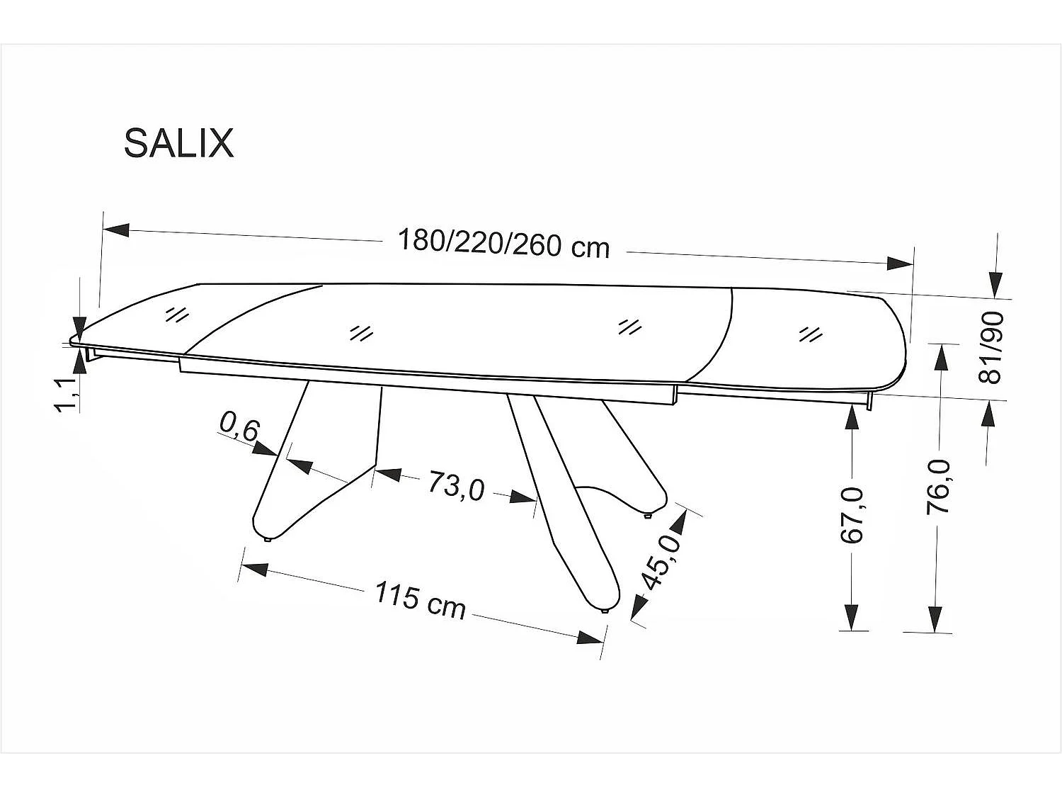 Table à manger Salix/extensible/métal fritté/beige-cachemire