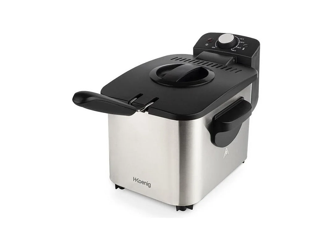 HKoeNIG DFX500 - Friteuse electrique 3L - 2200W - Temperature reglable - Corps en acier inoxydable - Panier amovible