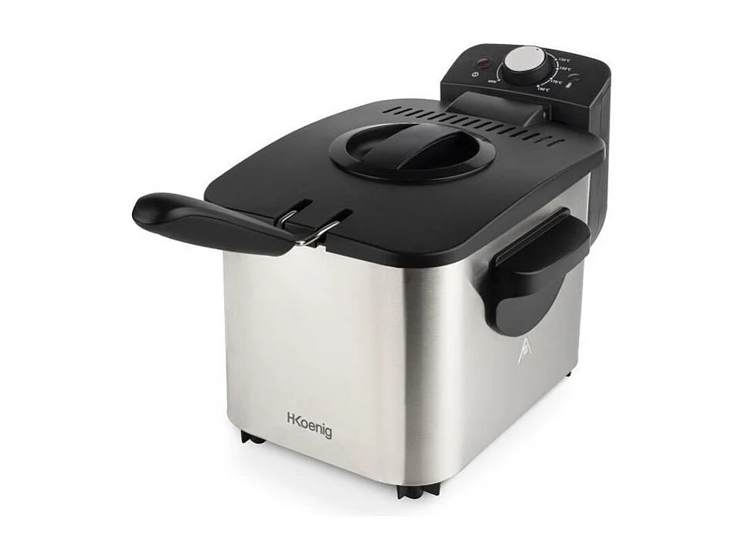HKoeNIG DFX500 - Friteuse electrique 3L - 2200W - Temperature reglable - Corps en acier inoxydable - Panier amovible