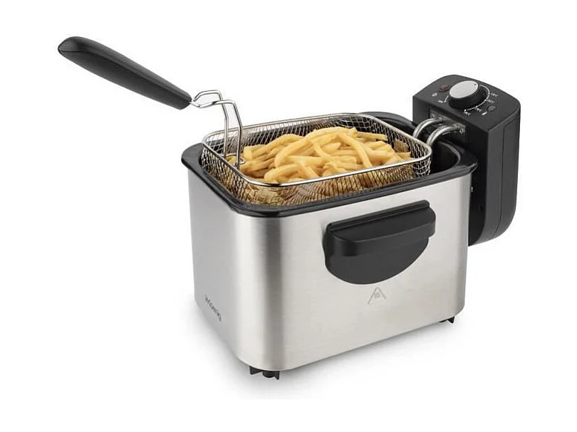 HKoeNIG DFX500 - Friteuse electrique 3L - 2200W - Temperature reglable - Corps en acier inoxydable - Panier amovible