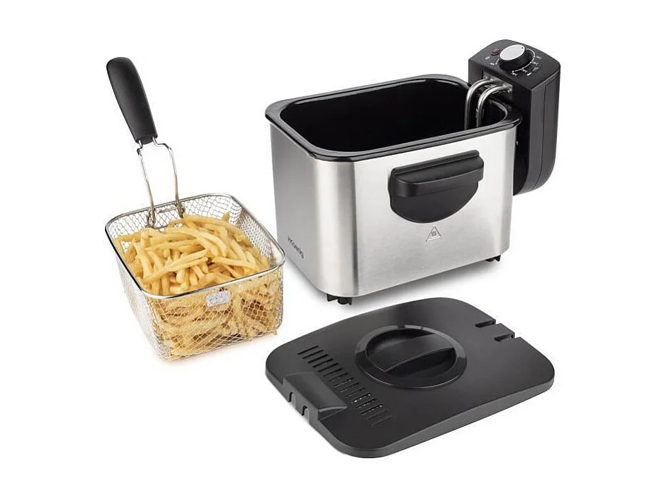 HKoeNIG DFX500 - Friteuse electrique 3L - 2200W - Temperature reglable - Corps en acier inoxydable - Panier amovible