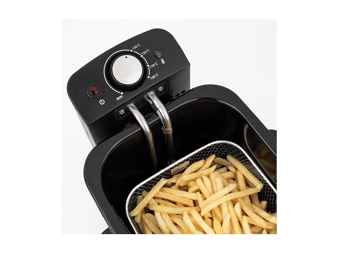 HKoeNIG DFX500 - Friteuse electrique 3L - 2200W - Temperature reglable - Corps en acier inoxydable - Panier amovible