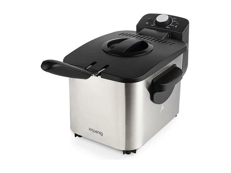 HKoeNIG DFX500 - Friteuse electrique 3L - 2200W - Temperature reglable - Corps en acier inoxydable - Panier amovible