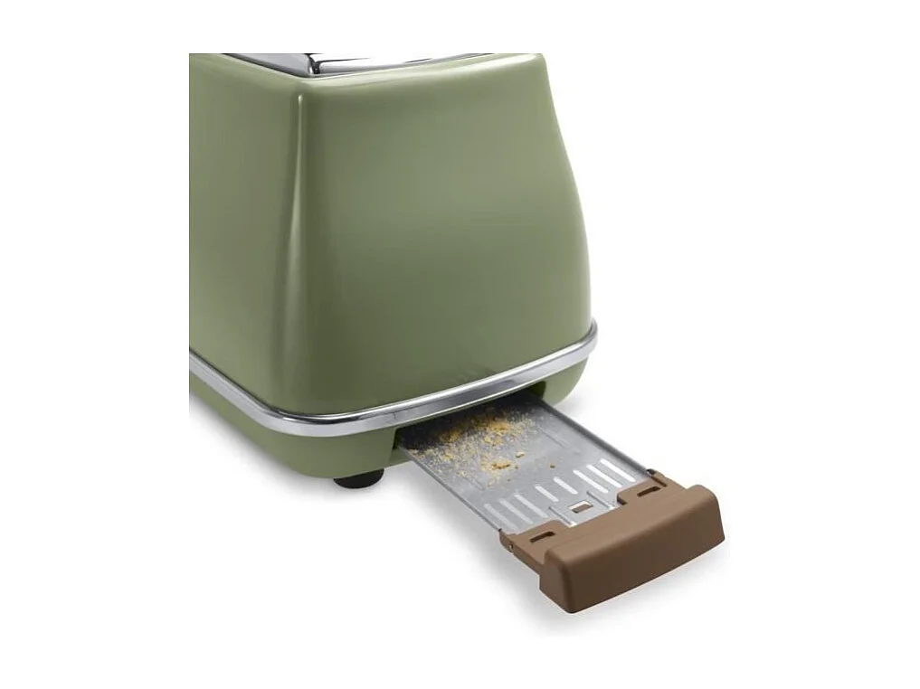 Grille pain - Delonghi - Icona Vintage - 2 tranches - 6 positions - Vert Olive/Chocolat