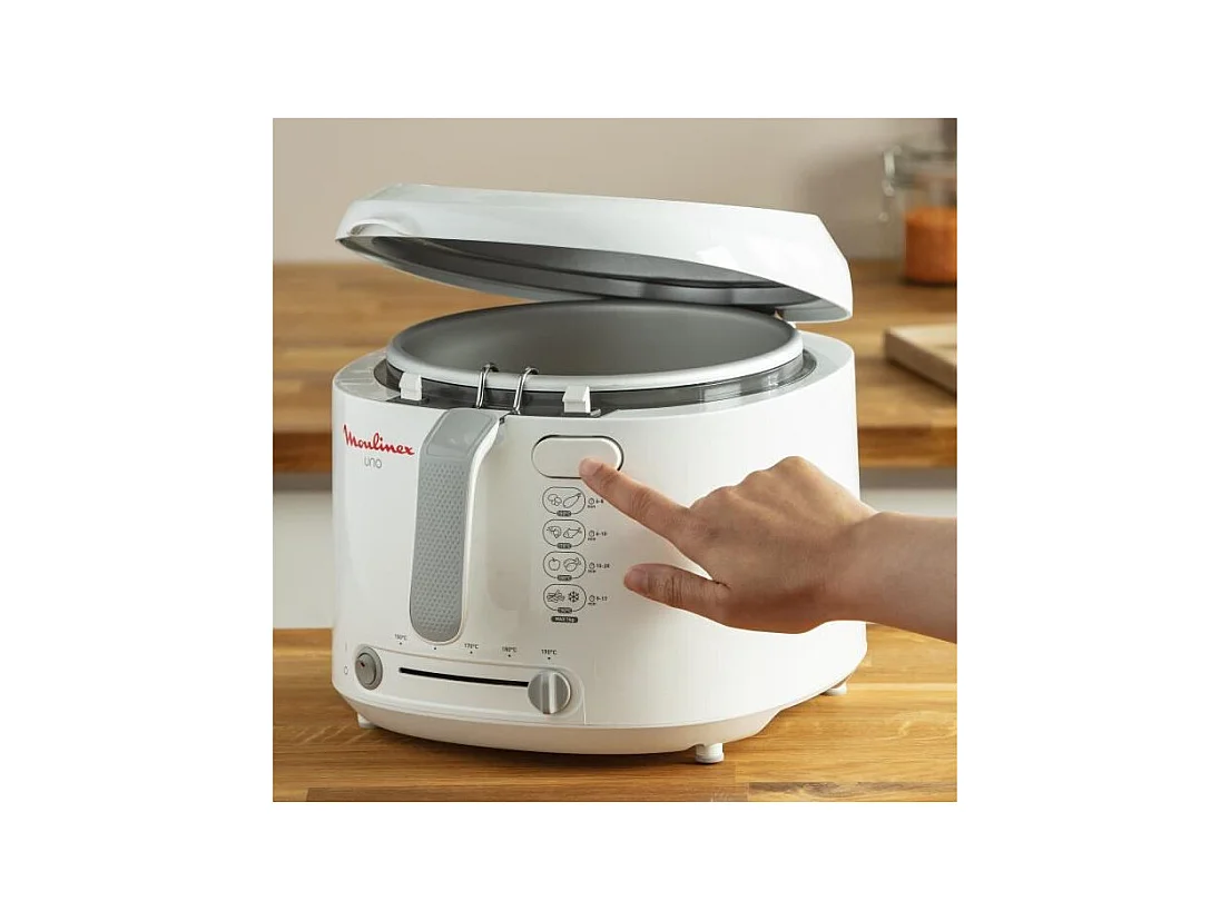 Friteuse Électrique Moulinex Uno AF203110 Blanc 1kg Compacte avec Thermostat Réglable