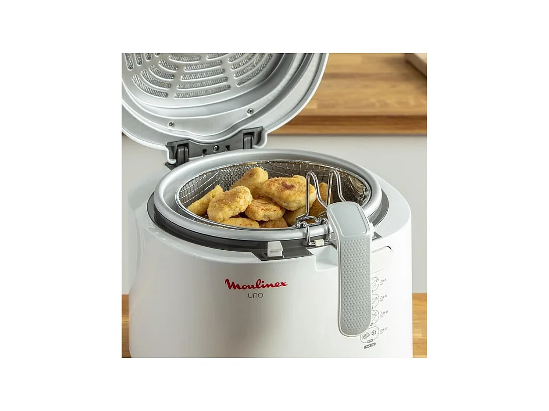Friteuse Électrique Moulinex Uno AF203110 Blanc 1kg Compacte avec Thermostat Réglable