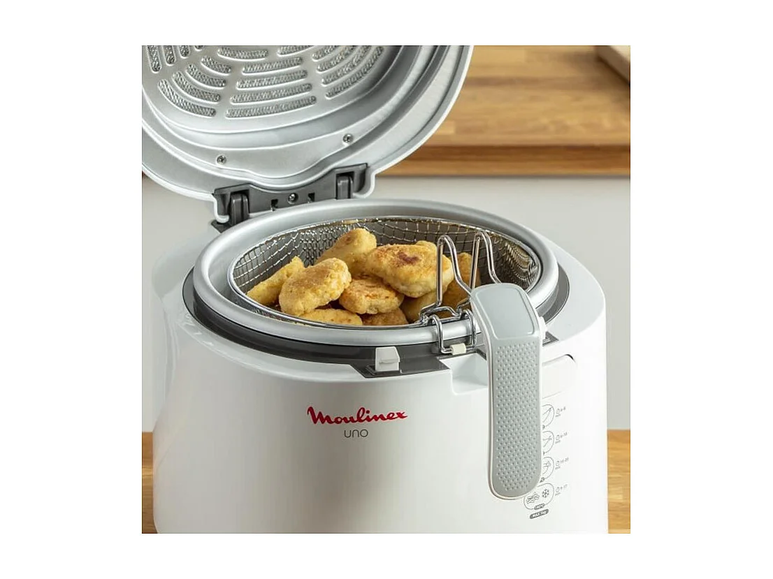 Friteuse Électrique Moulinex Uno AF203110 Blanc 1kg Compacte avec Thermostat Réglable