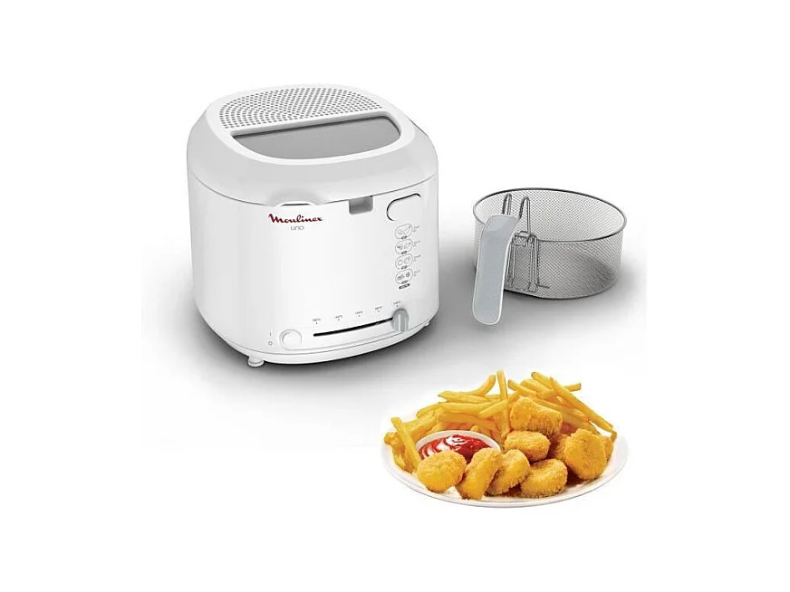Friteuse Électrique Moulinex Uno AF203110 Blanc 1kg Compacte avec Thermostat Réglable