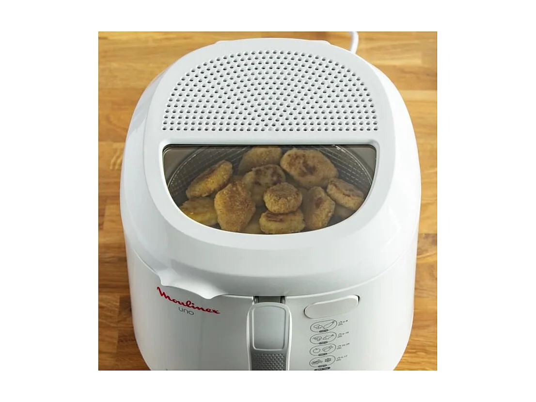 Friteuse Électrique Moulinex Uno AF203110 Blanc 1kg Compacte avec Thermostat Réglable