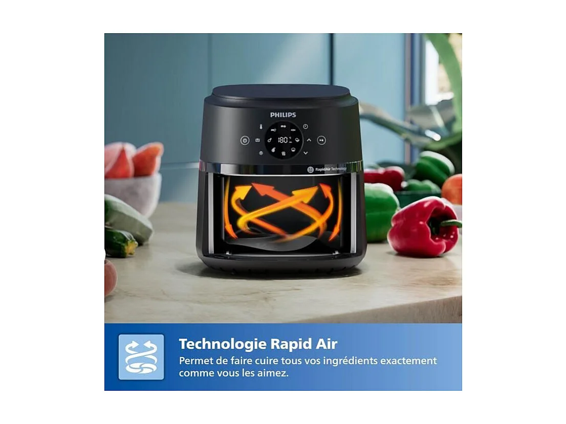 AirFryer - PHILIPS - Série 2000 - NA220/00 - 4,2 L - 1500 W - 13 modes - Noir
