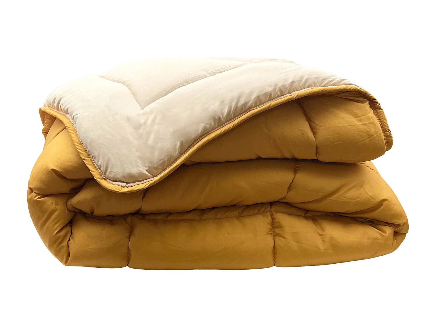 Couette été 240x220 cm COCOON BICOLORE Jaune miel/Galet garnissage fibre polyester 200 g/m2