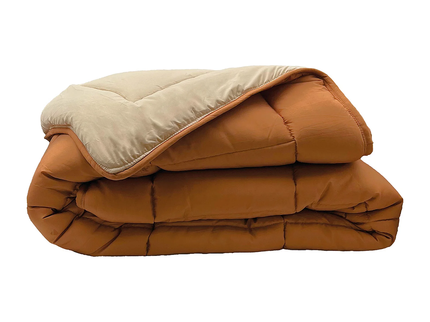 Couette été 240x220 cm COCOON BICOLORE Marron Ocre/Galet garnissage fibre polyester 200 g/m2