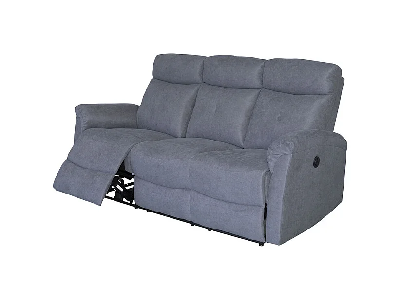 Canapé 3 places relax électrique gris Lucas