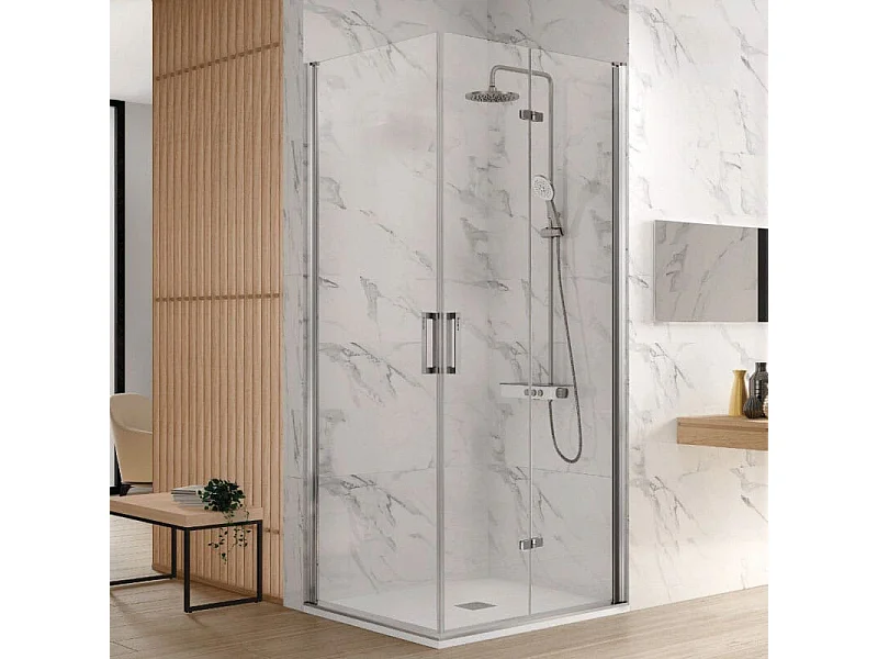 Mampara de ducha esquina Puerta Plegable 75 cm + Puerta Abatible NARDI Anclage Puerta Plegable 75 cm Derecha