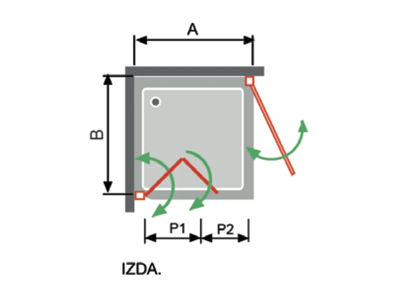 Paroi de douche accès en angle NARDI 1 porte pivotante 75 cm + 1 porte pliante 70 cm à droite