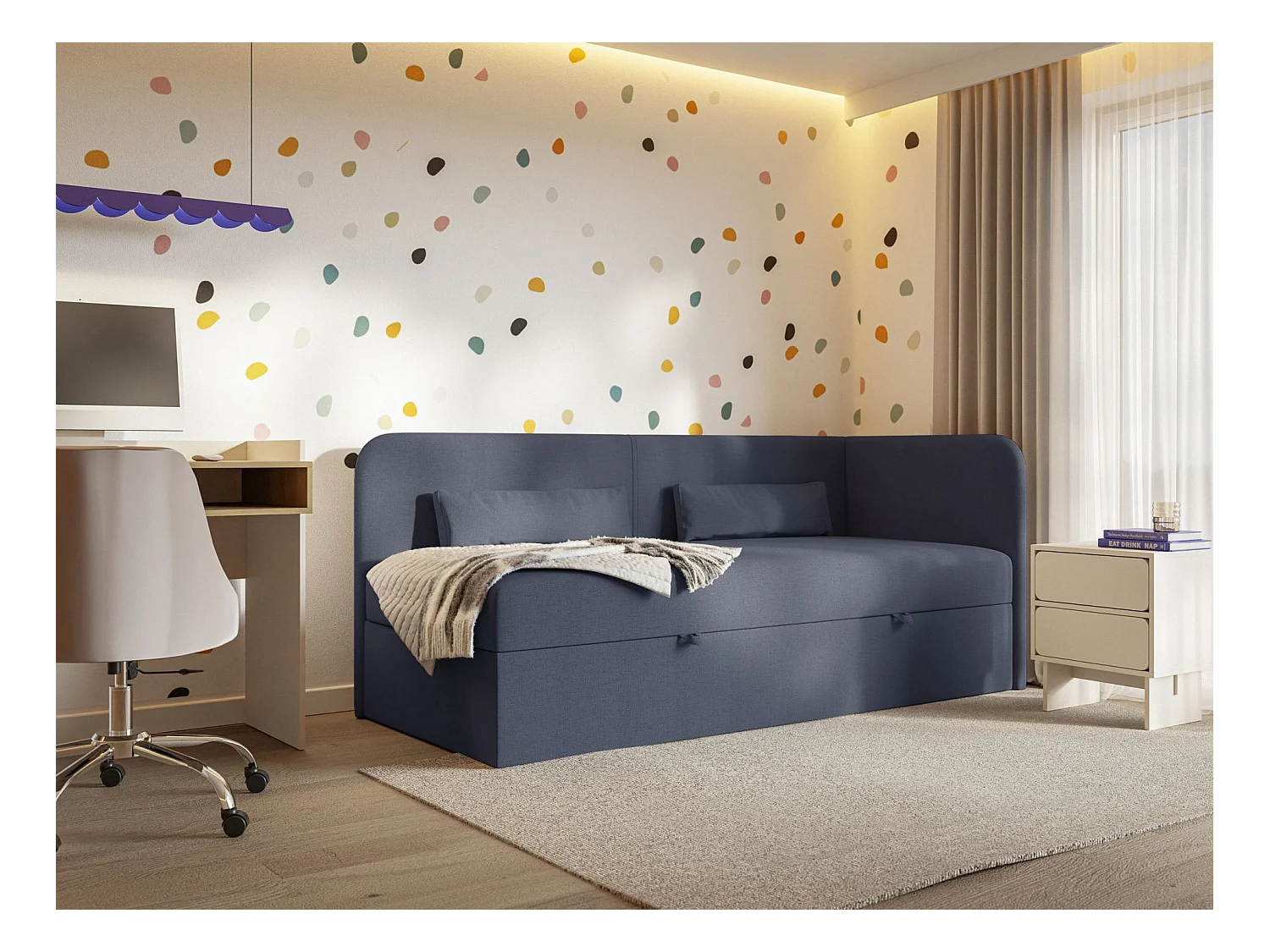 Lit ado avec rangement - olive - marine blau - CALMMO