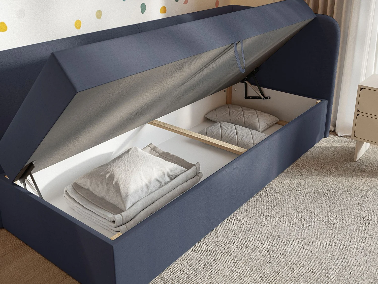 Lit ado avec rangement - olive - marine blau - CALMMO