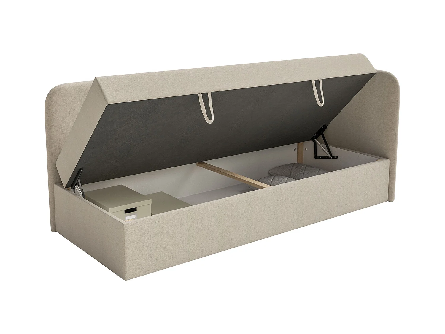 Lit ado avec rangement - olive - beige clair - CALMMO