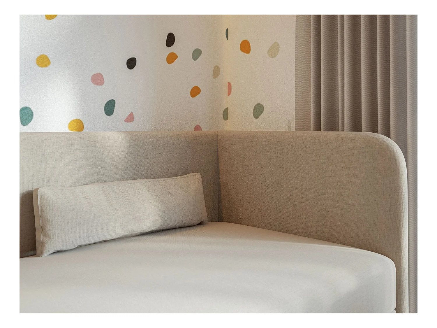 Lit ado avec rangement - olive - beige clair - CALMMO