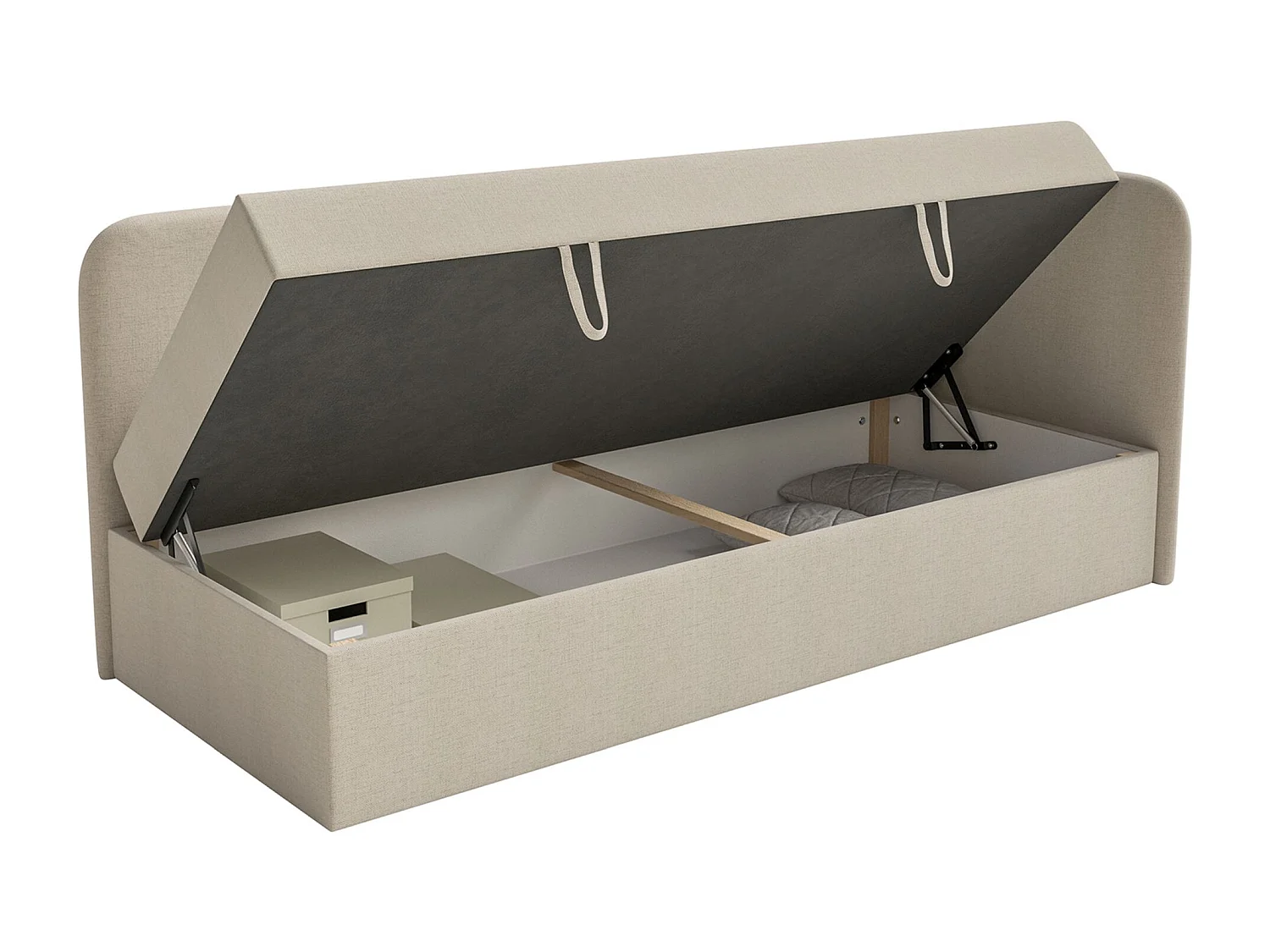 Lit ado avec rangement - olive - beige clair - CALMMO