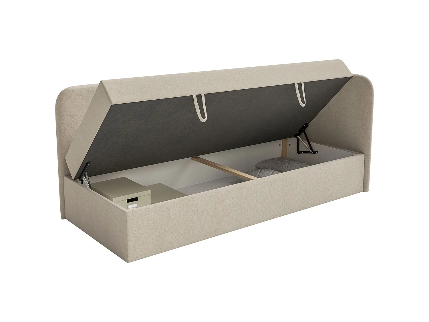 Lit ado avec rangement - olive - beige clair - CALMMO