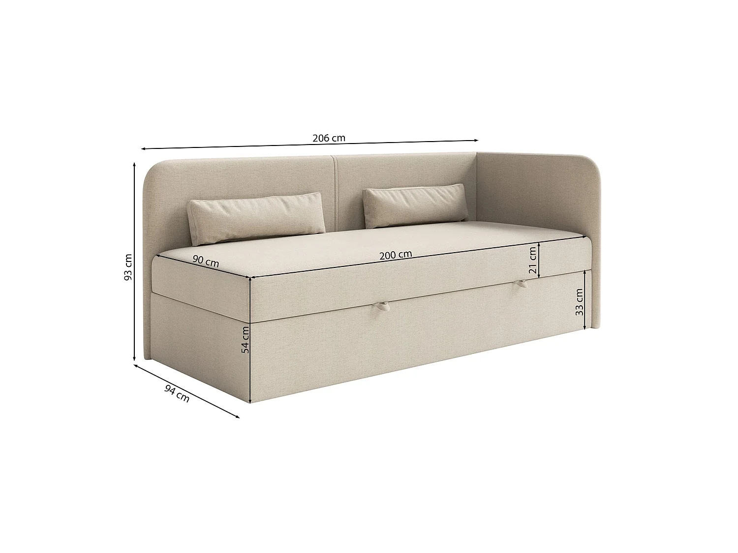 Lit ado avec rangement - olive - beige clair - CALMMO