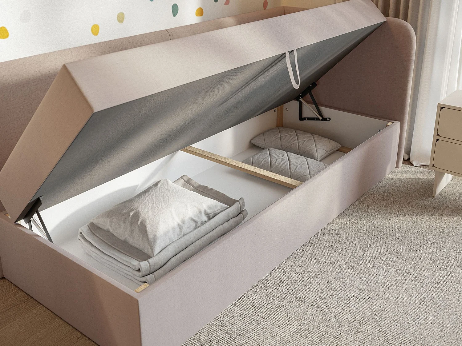 Lit ado avec rangement - olive - beige foncé - CALMMO