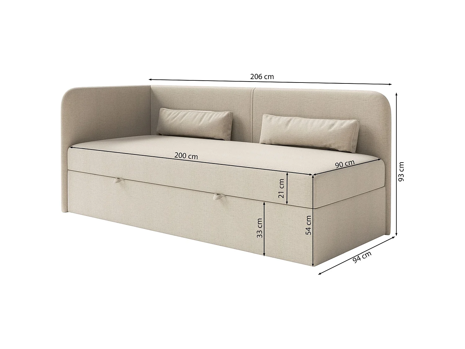 Lit ado avec rangement - olive - beige foncé - CALMMO