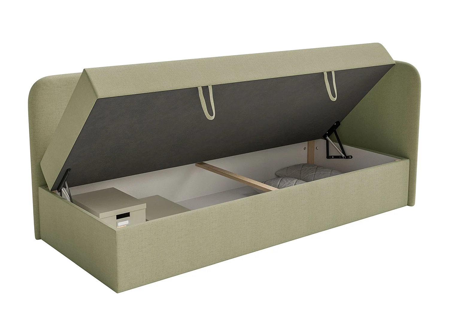 Lit ado avec rangement - olive - côté droit - CALMMO