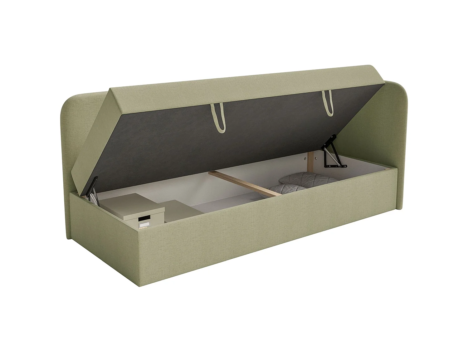 Lit ado avec rangement - olive - côté droit - CALMMO