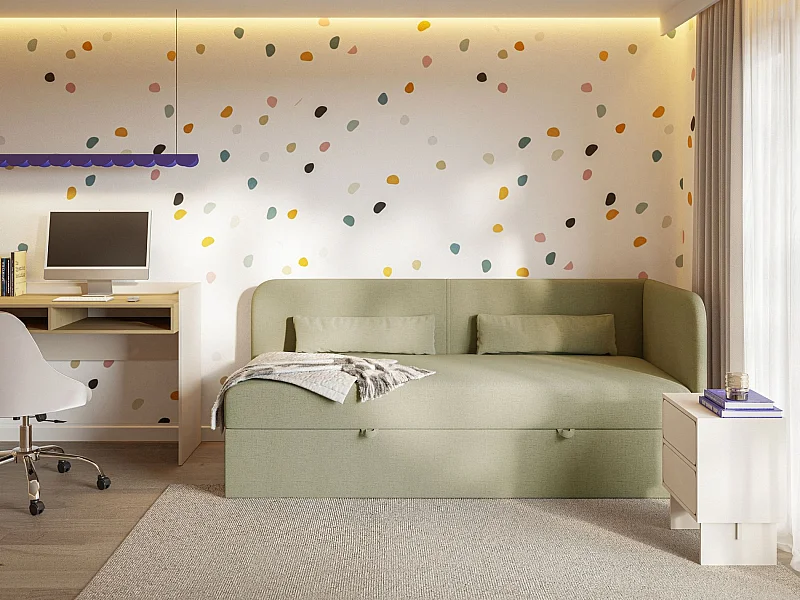 Lit ado avec rangement - olive - côté droit - CALMMO