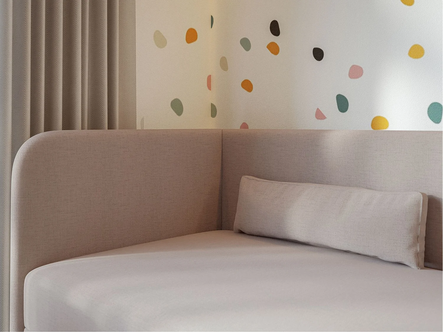 Lit ado avec rangement - olive - beige clair - CALMMO