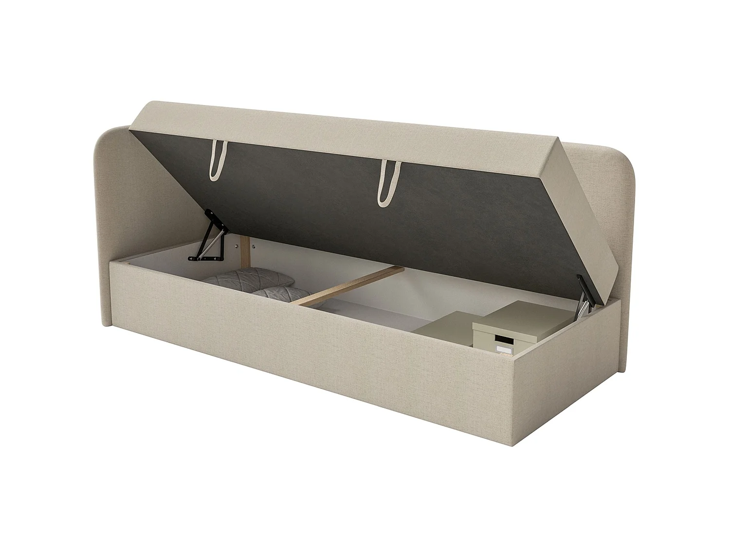 Lit ado avec rangement - olive - beige clair - CALMMO