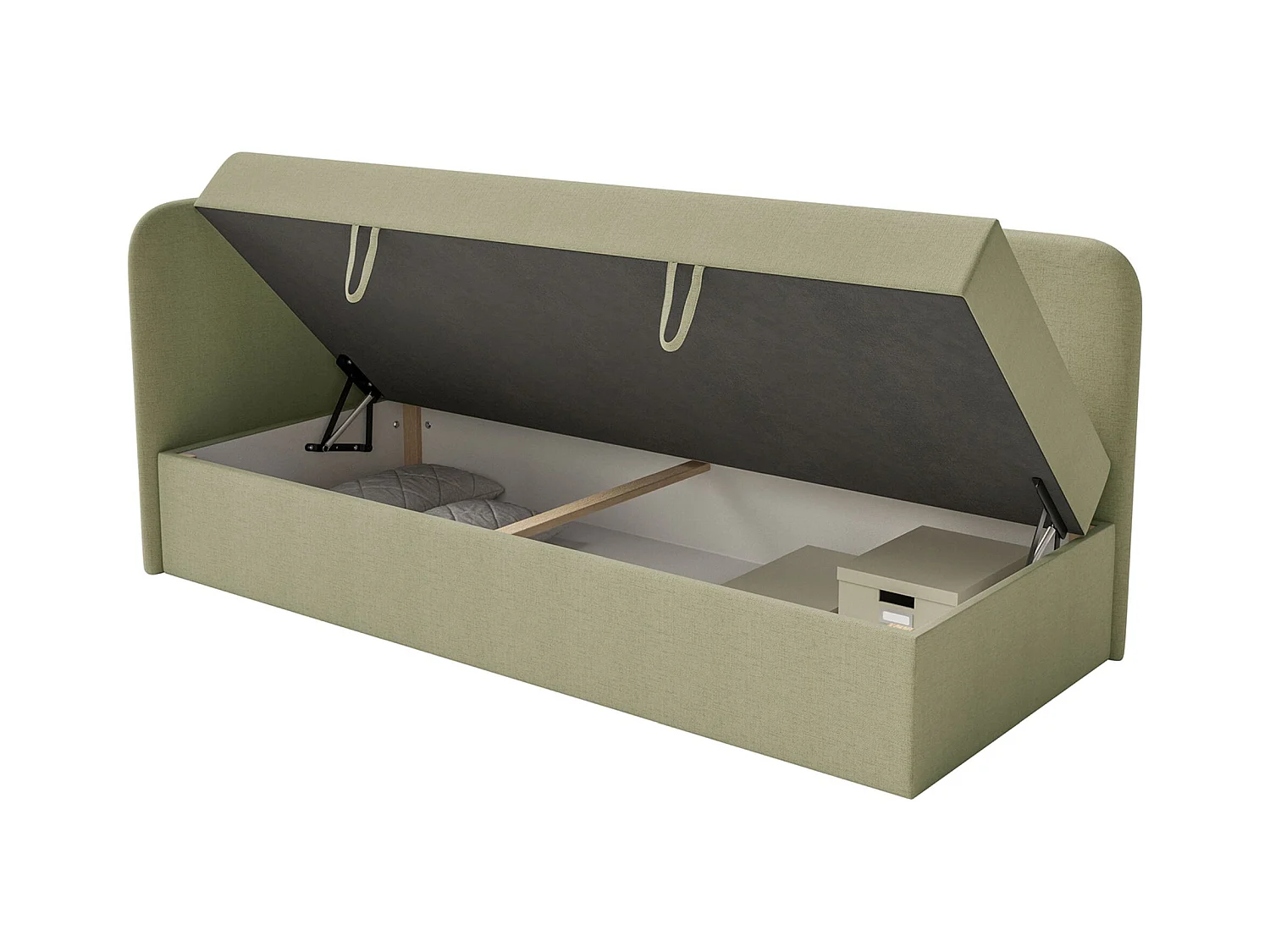 Lit ado avec rangement - olive - côté gauche - CALMMO