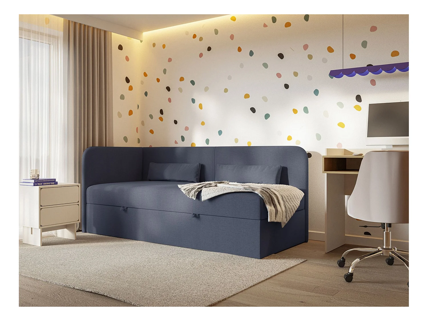 Lit ado avec rangement - olive - marine blau - CALMMO