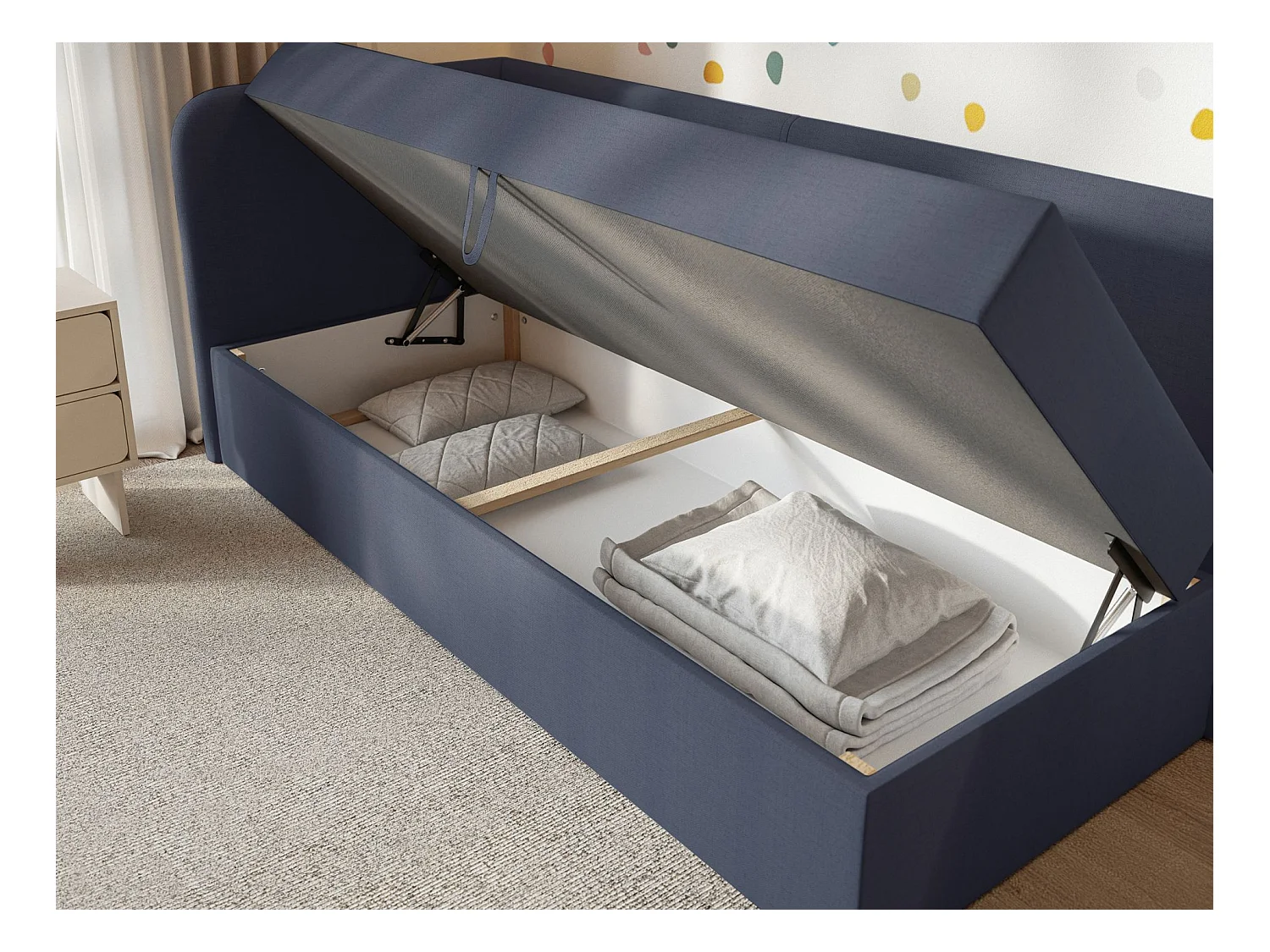 Lit ado avec rangement - olive - marine blau - CALMMO