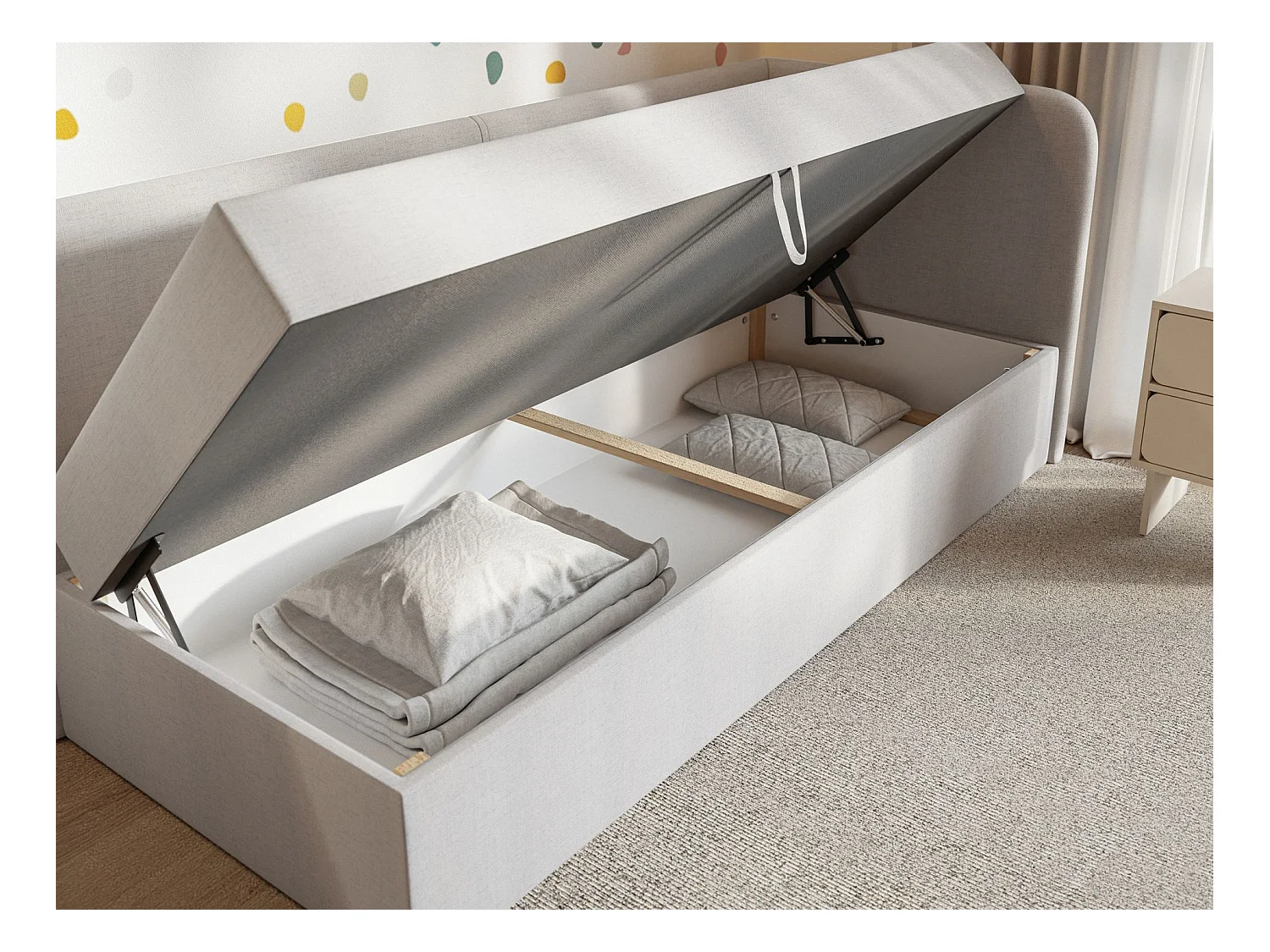 Lit ado avec rangement - olive - gris clair - CALMMO